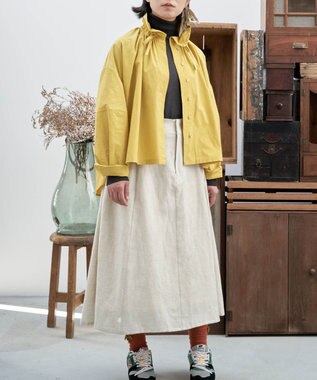 muuc 〈軽やかな尾州産リネンウール〉スカート  　ロングシーズン 秋冬春 後ろウエストゴム有り セットアップ可能 裏地有り ベージュ