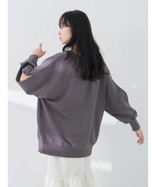 earth music&ecology 袖スリットスウェット Charcoal Gray