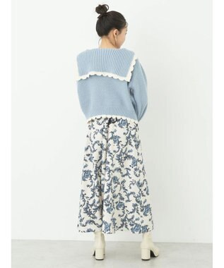 earth music&ecology フリルカラーカーディガン Blue