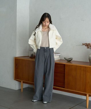 earth music&ecology タックホックデニムパンツ Light Gray