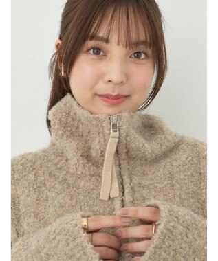 earth music&ecology ブークレハーフジップミニワンピース Mocha