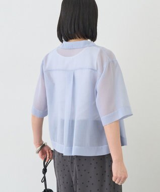 AMERICAN HOLIC シアーショート丈開襟シャツ Sax