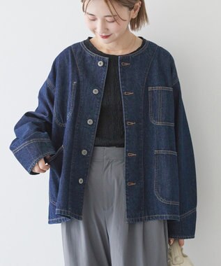 AMERICAN HOLIC ノーカラーデニムカバーオール One Wash