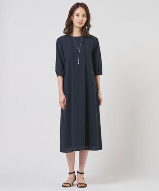 J.PRESS LADIES S シアーブロックチェック ワンピース ネイビー系
