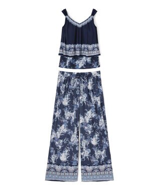 San-ai Resort（三愛水着楽園） ロングパンツセット　9M・11L　【Coral veil（コーラルヴェール）】 ネイビー