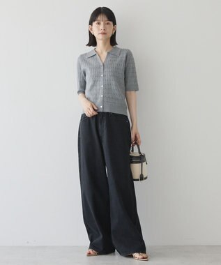 AMERICAN HOLIC 【2WAY】金ボタン衿付きケーブルプルオーバー Gray Mixture