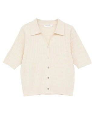 AMERICAN HOLIC 【2WAY】金ボタン衿付きケーブルプルオーバー Ivory