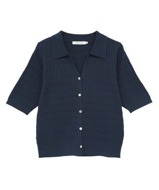 AMERICAN HOLIC 【2WAY】金ボタン衿付きケーブルプルオーバー Navy