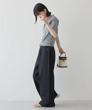 AMERICAN HOLIC 【2WAY】金ボタン衿付きケーブルプルオーバー Gray Mixture