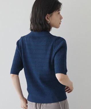 AMERICAN HOLIC 【2WAY】金ボタン衿付きケーブルプルオーバー Navy