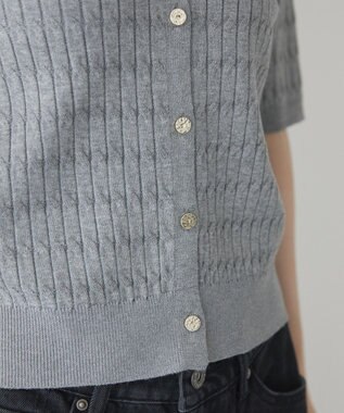 AMERICAN HOLIC 【2WAY】金ボタン衿付きケーブルプルオーバー Gray Mixture