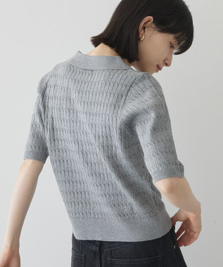 AMERICAN HOLIC 【2WAY】金ボタン衿付きケーブルプルオーバー Gray Mixture