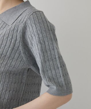 AMERICAN HOLIC 【2WAY】金ボタン衿付きケーブルプルオーバー Gray Mixture