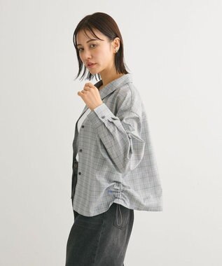 Green Parks サイドドロストショート丈シャツ（チェック） Check