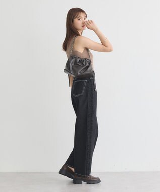 earth music&ecology サイドチュールデニムパンツ Black