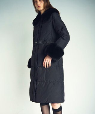 GRACE CONTINENTAL ファーパーツ付ロングダウン ブラック
