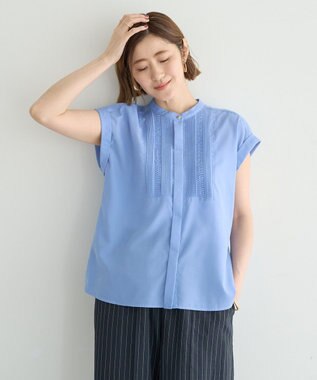 YECCA VECCA スモッキングピンタックシャツ Blue