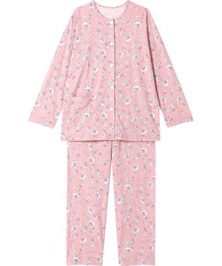 Wing ウイング スリープ パジャマ 長袖 長ズボン 綿レーヨン天竺素材 レディース EP8022 ウイング／ワコール ピンク