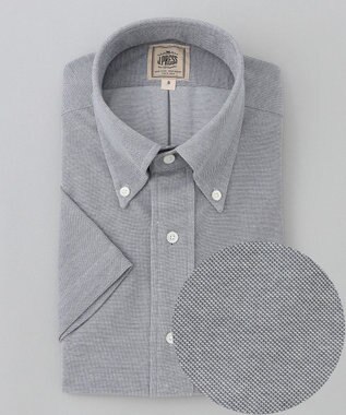J.PRESS MEN 酷暑の清潔感もこれ一枚で【吸水速乾 / 抗菌防臭 / 防シワ】【J.PRESS OXFORD JERSEY】カノコインレイ半袖 シャツ / B.D. ライトグレー系
