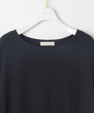ANY SIS 【接触冷感・UVカット・洗える】ハイストレッチスムースサイドプリ－ツ ワンピース ネイビー