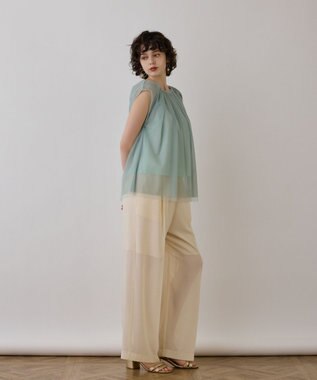 GRACE CONTINENTAL チュールタックノースリーブ ライトグリーン