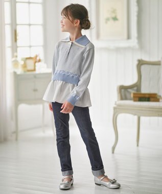 組曲 KIDS 【18-24㎝】かんたんストラップ バレエシューズ シルバー