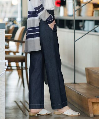 Tiaclasse 【おのののかさん着用】TCデニム切替ワイドストレートパンツ ネイビー