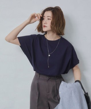 WEGO 【2026春夏新作】接触冷感フレンチスリーブT ネイビー