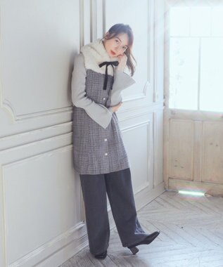 earth music&ecology ツイードミニワンピース Gray