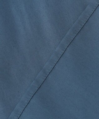 ICB 【洗える】 スパンローンプリーツ バンドカラーシャツ ダルブルー系