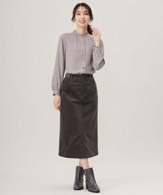 J.PRESS LADIES 【洗える】ハイブリッドAIRDUROY スカート グレー系