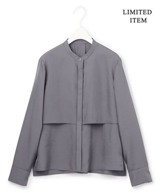 ICB L 【WEB限定・洗える】シルキーツイル  クロップドシャツ グレー系