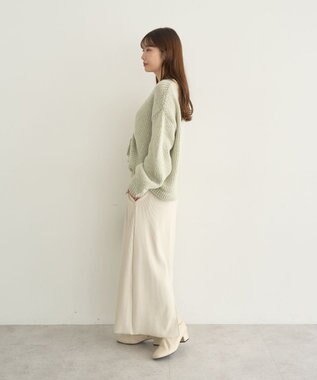 earth music&ecology フロントシャーリングニットプルオーバー ミント