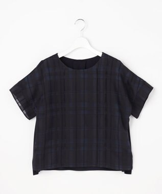 J.PRESS LADIES L 【一枚で着映え】シャドーチェック カットソー ネイビーチェック系
