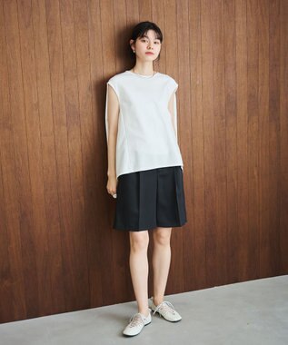 #Newans 【洗える】スクエアシルエットノースリーブカットソー ホワイト