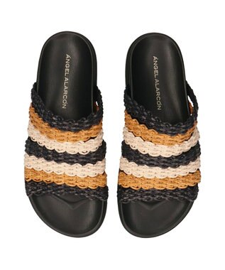 INTER-CHAUSSURES 【ANGEL ALARCON】フットベッドラフィアサンダル マルチ雑材