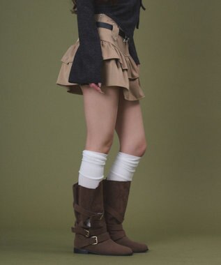 WEGO スターベルト付きティアードスカパン ベージュ