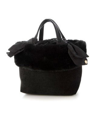 UNBILLION カシュカシュ cachecache / エコファーコンビリボントートバッグ ブラック