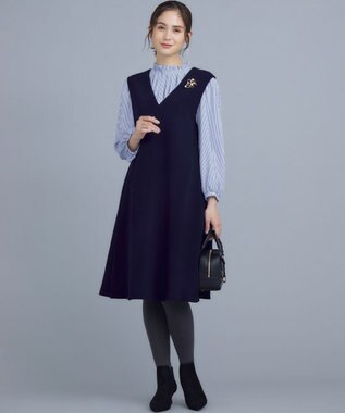 組曲 【WEB限定】ライトデシン フリル襟ブラウス ブルーストライプ系5