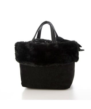 UNBILLION カシュカシュ cachecache / エコファーコンビリボントートバッグ ブラック