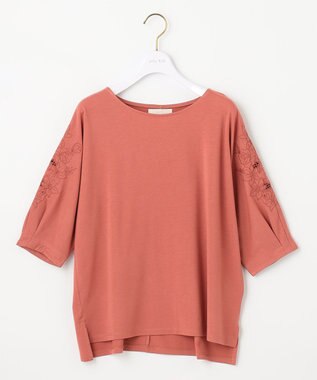 ANY SIS L エンブロイダリードルマン カットソー オレンジ