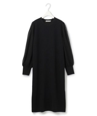 ICB L 【洗える】ウールブレンドスムース ニットワンピース ブラック系