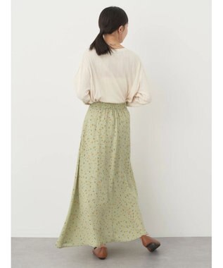 earth music&ecology キンモクセイ柄フレアスカート Green