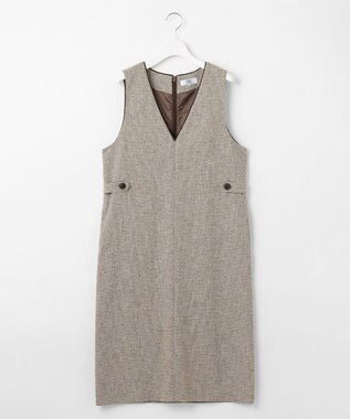 J.PRESS LADIES 【洗える】Calameraリングメッシュ ジャンパースカート ブラウンMIX系