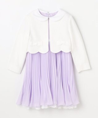 ANY KIDS 【2点セット】リボンボレロジャケット+シフォンプリーツ ワンピース ラベンダー