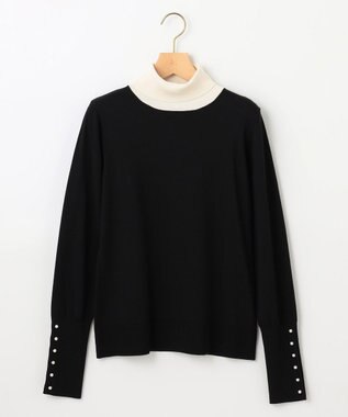 組曲 【WEB限定色あり】ELENA タートルネック ニット ブラック×オフ系1