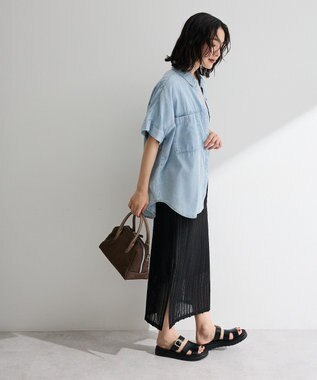 Green Parks シアーデニム２ＷＡＹビックドルマンシャツ Light Indigo