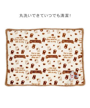 PET PARADISE リサとガスパール 遠赤外線 ボア マット 《カフェ柄》 ホワイト×ブラウン