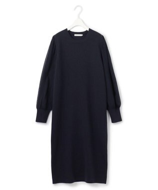 ICB L 【洗える】ウールブレンドスムース ニットワンピース ネイビー系