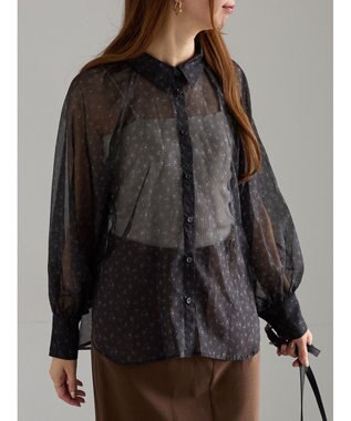 Te chichi シアーフラワーボリュームスリーブブラウス ブラック